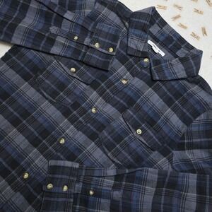 O'Neill Mens Medium Shirt Blue‎ Plaid Long Sleeve Button Up Flannel